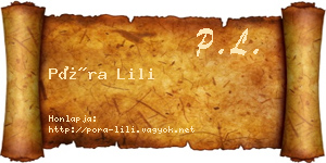 Póra Lili névjegykártya